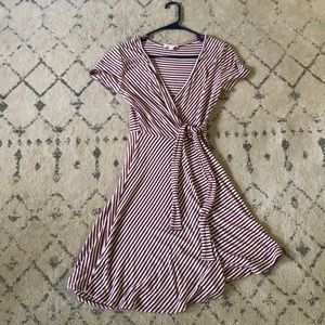 Casual striped wrap dress